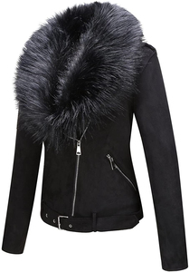 Vêtements d'hiver, vestes en peau de mouton tendance pour femmes, vestes à col en fourrure tendance - Product Image 3