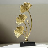 Moderna pieza decorativa de mesa con hoja de ginkgo de metal dorado hecha a mano, tamaño personalizable, elegante regalo para bodas y festivales, artesanía en metal.