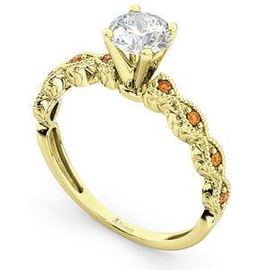 Anillo de Compromiso Vintage de Oro Amarillo de 18K (0.18ct) con Citrino Talla Marquesa, Joyería Geométrica de Platino - Product Image 2