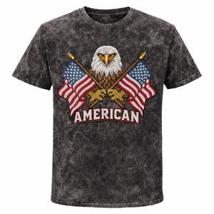 T-shirts à manches courtes pour hommes en coton 100% avec lavage à l'acide et broderie - Écologiques, séchage rapide, anti-boulochage, motif de lettres - Product Image 1