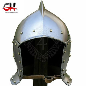 Armure ancienne de casque médiéval Burgonet avec acier doux de calibre 18 nouvelle construction en métal de décor intérieur avant - Product Image 6