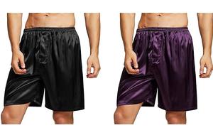 Vente en gros fabricant sur mesure Shorts en soie pour hommes grande taille pantalons courts soyeux baggy décontractés à taille élastique - Product Image 2