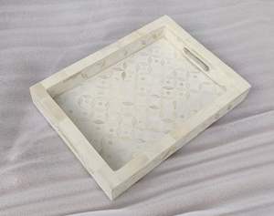 LISTING BONE INLAY <b>TRAY</b> Handmade Serving <b>Tray</b> Luxury Bone Inlay Ramadan <b>Breakfast</b> Food Fruit Coffee Tea Decorative <b>Tray</b> - Product Image 4