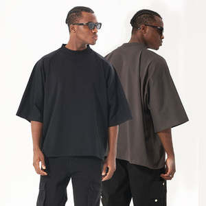 Camiseta Boxy Fit con logotipo personalizado para hombre, camiseta recortada en blanco de algodón pesado de gran tamaño, ropa de calle, diseño estampado, Jersey con hombros caídos - Product Image 6