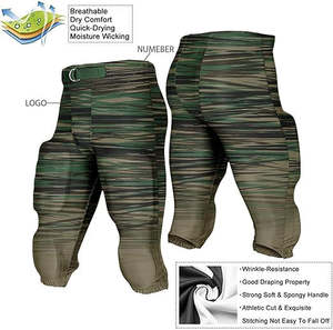 Pantalones de Fútbol Americano con Patrón de Camuflaje Duradero, Cintura Ajustable y Acolchado Protector, Ideales para Entrenamiento y Juegos para Hombres - Product Image 2