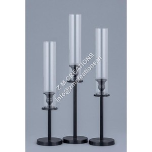 Juego de Portavelas de Metal Negro para Bodas y Fiestas - Candelabros Decorativos de Mesa con Acabado de Níquel Hechos a Mano - Product Image 1