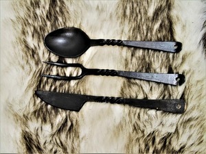 Mittelalter liches Besteck Set Hand für Besteck Mild Steel Food Grade mittelalter liche Küche Set Löffel Messer Haken - Product Image 4