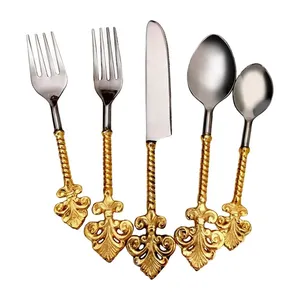 Flatware Set Copper &amp; White <strong>Titanium</strong> and Enamel Coated 5 Piece Set <strong>in</strong> Wholesale <strong>Price</strong> - Product Image 6