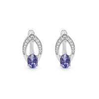 Forme ovale tanzanite naturelle pierre précieuse à facettes pur solide 925 argent Sterling gros boucles d'oreilles bijoux fins pour les femmes
