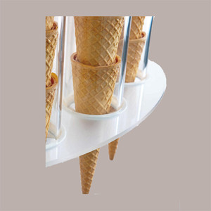 Petit support de cône gaufré en plexiglas à 5 trous Base et dessus en satin pour outils de crème glacée Design rotatif - Product Image 5
