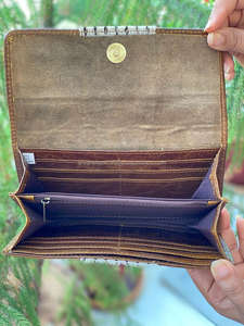 New Style Brown Leather Clutch Cow Hide Fur Leather Purse Leather Women Wallets Clutch - Product Image 2