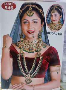 TRADITIONNEL & FANTAISIE ANTIQUE DESIGNER BIJOUX DE MARIÉE PLAQUÉ OR ET CZ ZIRCON ENSEMBLE DE COLLIER DE MARIAGE ET POUR FEMMES ET FILLE - Product Image 2