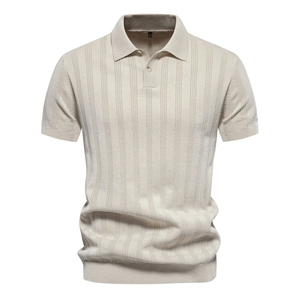 2024 hommes pour Polo haute qualité manches courtes respirant été Style côtelé tricot 100% coton New Jersey tissu - Product Image 5