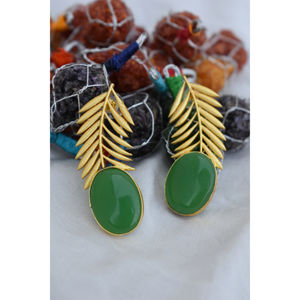 new designer latest fashion trending goldplated light <b>weight</b> stone stud <b>hoop</b> Brass Earrings for girls and women - Product Image 1