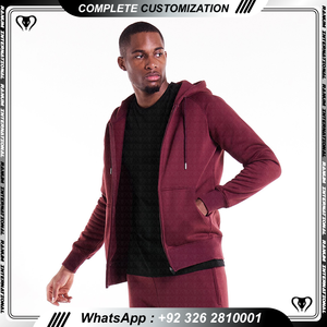 เสื้อฮู้ดซิปผู้ชายปักโลโก้ตามสั่ง พร้อมงานปัก 3 มิติ และงานประดับลูกปัด ระบายอากาศได้ดี บริการ ODM สีพื้นสำหรับเสื้อกันหนาว - Product Image 2