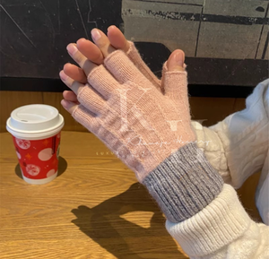 Gants d'hiver légers en coton demi-doigt pour hommes et femmes Gants tricotés épais pour vêtements décontractés - Product Image 6