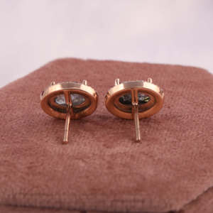 Boucles d'oreilles en or jaune 14 carats avec diamants ovales taillés sel et poivre, sertis halo, fabriqués en laboratoire, bijoux d'anniversaire pour femme - Product Image 5