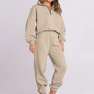 Chándal estampado con capucha nuevo de alta calidad, trajes sólidos para mujer, conjunto cálido de lana, moda Otoño Invierno de gran tamaño - Product Image 5
