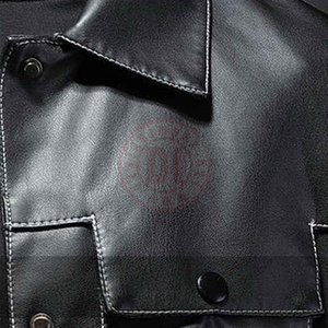 Blouson en cuir d'hiver pour homme avec col montant et logo frontal, design personnalisé, haute qualité - Product Image 4