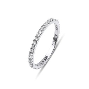 Diseño clásico Mujer Moissanite Stone Eternity Band Sólido 925 Sterling Silver Factory Direct Bulk para boda o compromiso - Product Image 1