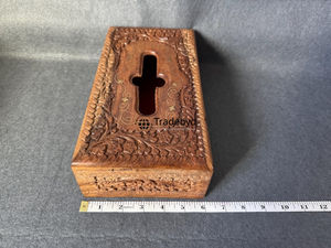 Rustic Wooden Carved <b>Floral</b> Pattern Premium Quality Handcrafted Engraved Design Tissue <b>Box</b> Holder for Farmhouse Decor Tradebyd - Product Image 3