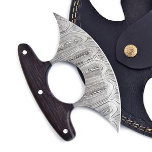 Couteau Ulu Alaskan en acier Damas Nordic Forge, fourreau en cuir, manche en bois de Wengé, coupe-pizza, lame de 6-7,9 pouces, couteaux ambidextres - Product Image 3