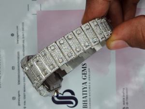 VVS Moissanite Square Fully Iced Automatic Luxury Watch Stainless Steel <b>Bracelet</b> Sapphire Glass Date Unisex - Product Image 2