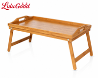 Plateau de lit pliable en bambou avec pieds, support pour ordinateur portable, plateau de service pour petit-déjeuner au lit, pique-nique, thé