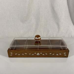 Premium Chocolate and Candy Presentation Handcrafted Acrylic dom Gift <b>Box</b> with Elegant <b>Wooden</b> Lid & Mother of Pearl Inlay for - Product Image 3