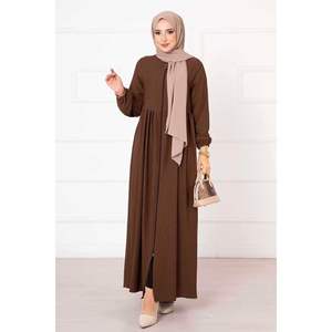 Abaya Marrón con Mangas Elásticas para Jóvenes, Diseño Juvenil - Product Image 2