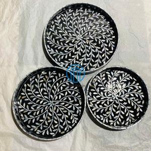 Bandeja de Servir Hecha a Mano con Madreperla, Bandeja Decorativa con Incrustaciones de Concha Natural para Hotel, Restaurante, Decoración del Hogar - Product Image 5