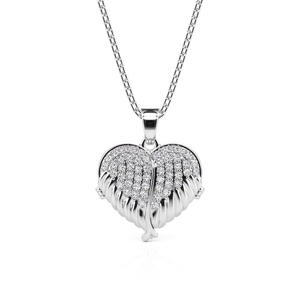 Jeulia Winged Personalized Heart Photo <b>Locket</b> Necklace with Bezel Setting - Product Image 2