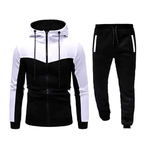 Survêtements d'entraînement personnalisés, deux pièces noires, vêtements de sport, vêtements de sport, survêtements de jogging pour hommes - Product Image 1