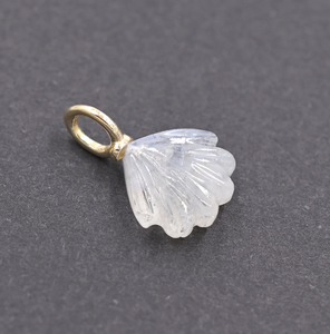 Pendentif en laiton plaqué or en forme de plume avec pierre de lune arc-en-ciel de 14 à 16 mm, avec passant, pour la création de bijoux en pierres précieuses naturelles - Product Image 1