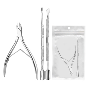 Ensemble d'outils à ongles de manucure professionnels en acier inoxydable comprenant une pince à cuticules tranchante avec poussoir pour l'emballage de la boîte des doigts - Product Image 1