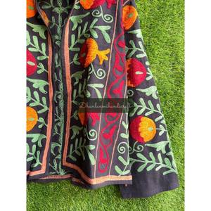 Unisex Indian Textile Hand Embroidery Jacket Cotton Suzani Fabric <b>Coat</b> With No Closure <b>for</b> Casual Winter and <b>Spring</b> Party Wear - Product Image 3