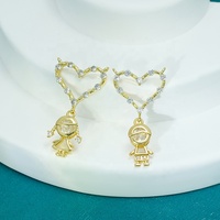 18K Plaqué Or Coeur Diy Pendentifs Zircon Cz Micro Pave Garçon Et Fille Enfant Enfants Charmes Pour Collier Fabrication de Bijoux Accessoires