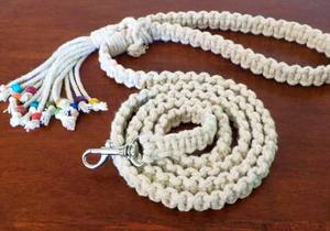 Correa de Macramé para Perro con Borla, Correa de Algodón Hecha a Mano, Correa Resistente y Ligera para Perros y Gatos - Product Image 3