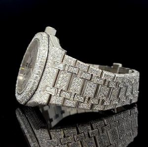 Reloj de acero inoxidable VVS Moissanite Diamond, relojes de cuarzo con pantalla analógica de lujo para hombre, movimiento automático completamente helado, Hip Hop - Product Image 2