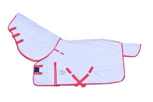 Couverture d'été légère de haute qualité pour cheval, imperméable, avec capuche amovible, couleur unie, design indien, doublure en nylon, pour dressage - Product Image 2