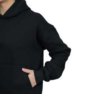 400g 100% algodón pulóver Sudadera con capucha para mujer peso pesado polar Streetwear logotipo personalizado bordado Casual moda negro sudadera - Product Image 6