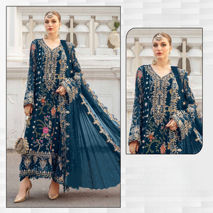 Ensemble Salwar pakistanais en soie organza brodée de style ethnique pour la collection pakistanaise - Product Image 3