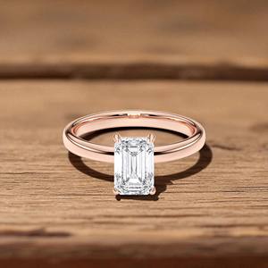 Juego de puntas de anillo de compromiso de solitario de moissanita con forma de esmeralda de 1,76 quilates, en plata para ella, con forma de Esmeralda, de quilates, de - Product Image 3