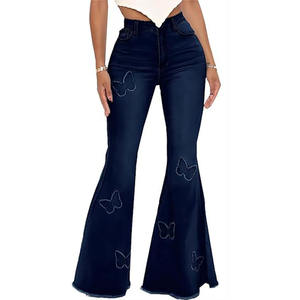 Women's Fashion Solid Color Mid-Waist <b>Stretch</b> Ripped Jeans Plus Size Casual Summer Skinny <b>Denim</b> with Button Decoration - Product Image 1
