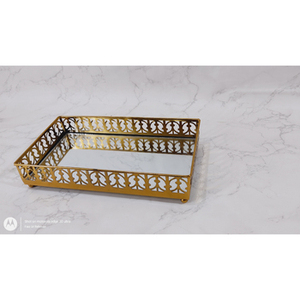 Élégant plateau à bijoux rectangulaire en aluminium plateau de service décoratif pour la maison mariages de table et articles d'accessoires de fête - Product Image 4