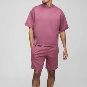 Verano nueva moda 100% poliéster Casual hombres pantalones cortos conjunto 2025 \ venta al por mayor verano desgaste Boxy Fit última camiseta y pantalones cortos conjunto hombres - Product Image 3