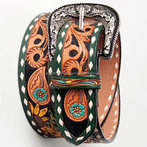 Ceinture d'outillage en cuir de vachette tanné végétal usiné à la main pour unisexe avec boucle en laiton antique de créateur toutes tailles - Product Image 1