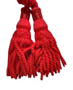 Deux attaches de rideaux de style classique avec pompons, attaches de rideaux en corde à pompons dorés couleur moutarde, cordons de cor de cornemuse en soie rouge - Product Image 3