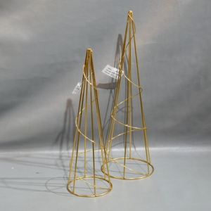 Ensemble de 2 ornements de table pour arbre de Noël en métal doré Décoration de la maison de Noël Stand et accessoires Vente en gros - Product Image 3