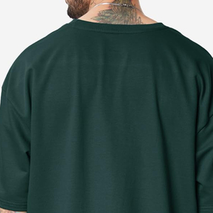 T-shirt à manches courtes double couche pour hommes sur mesure T-shirt en coton surdimensionné avec broderie pour hommes - Product Image 6